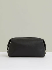 Micro-Grain Leather Washbag in Black