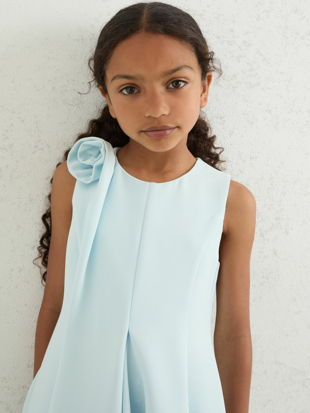 13-14 yrs Flower-Detail Fit-And-Flare Dress in Blue