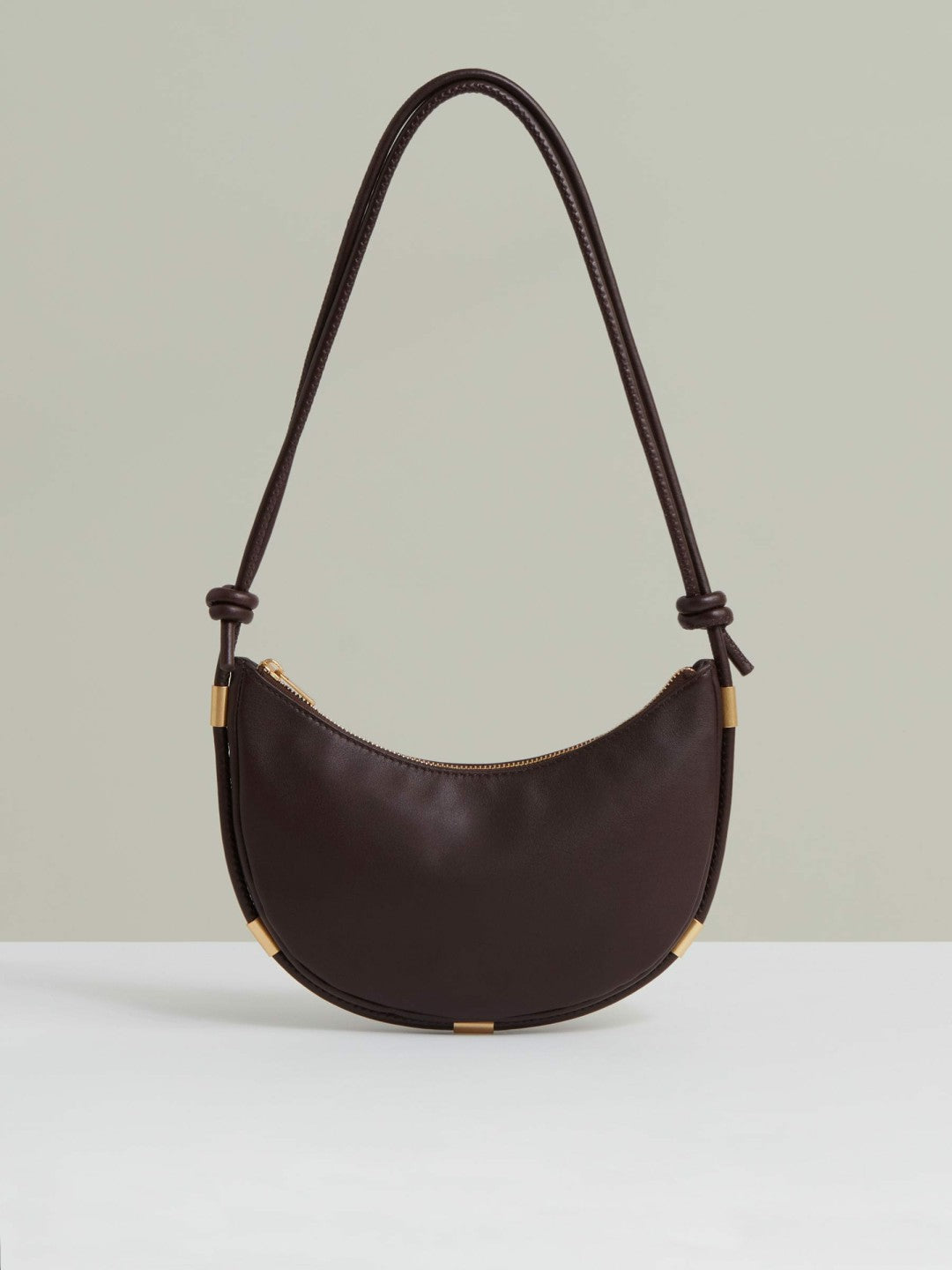 Leather Rope Strap Shoulder Bag in Oxblood