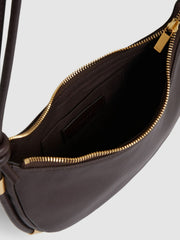 Leather Rope Strap Shoulder Bag in Oxblood