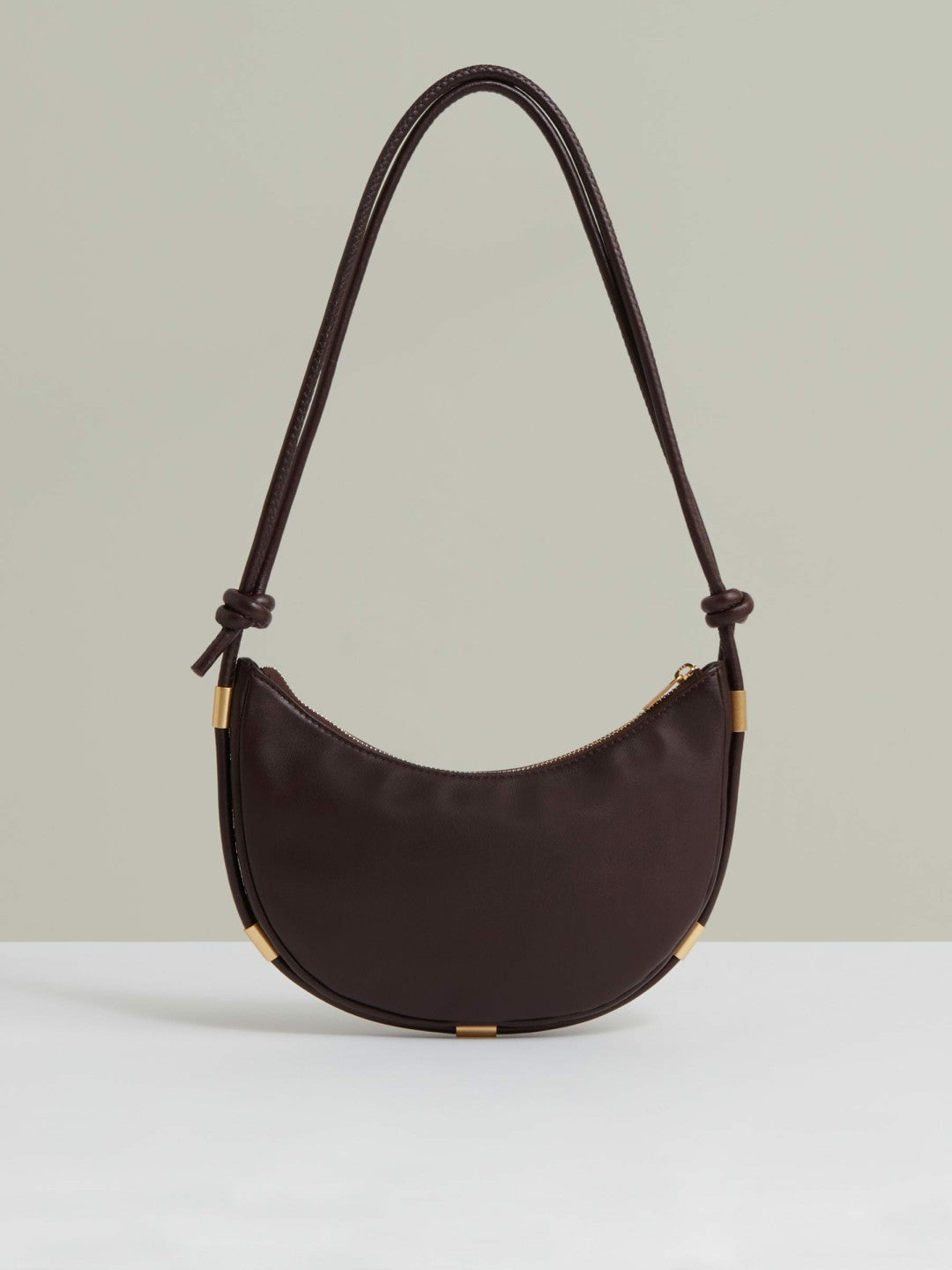 Leather Rope Strap Shoulder Bag in Oxblood