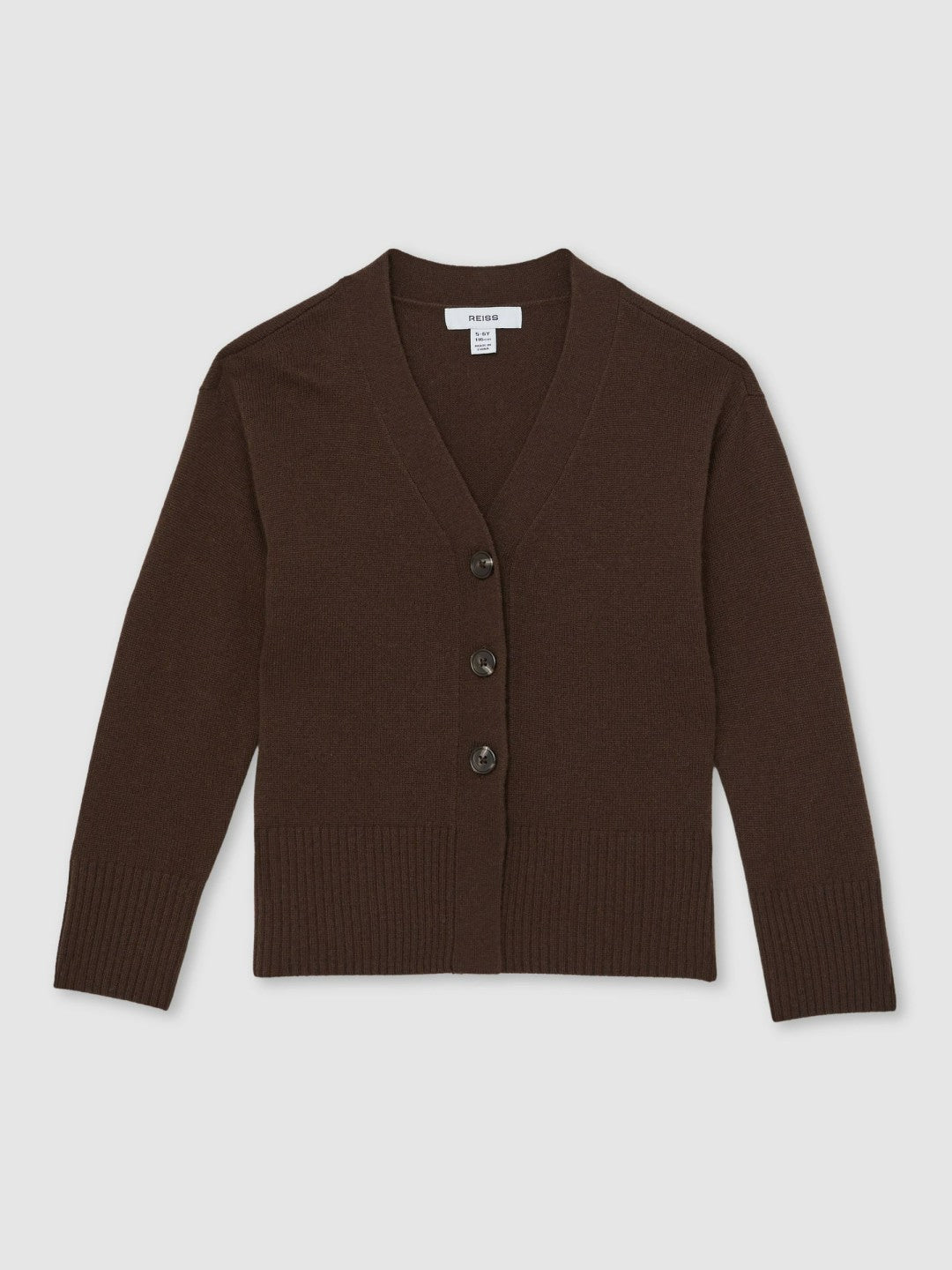 4-9 yrs Wool-Blend Fitted Cardigan With Cashmere in Brown