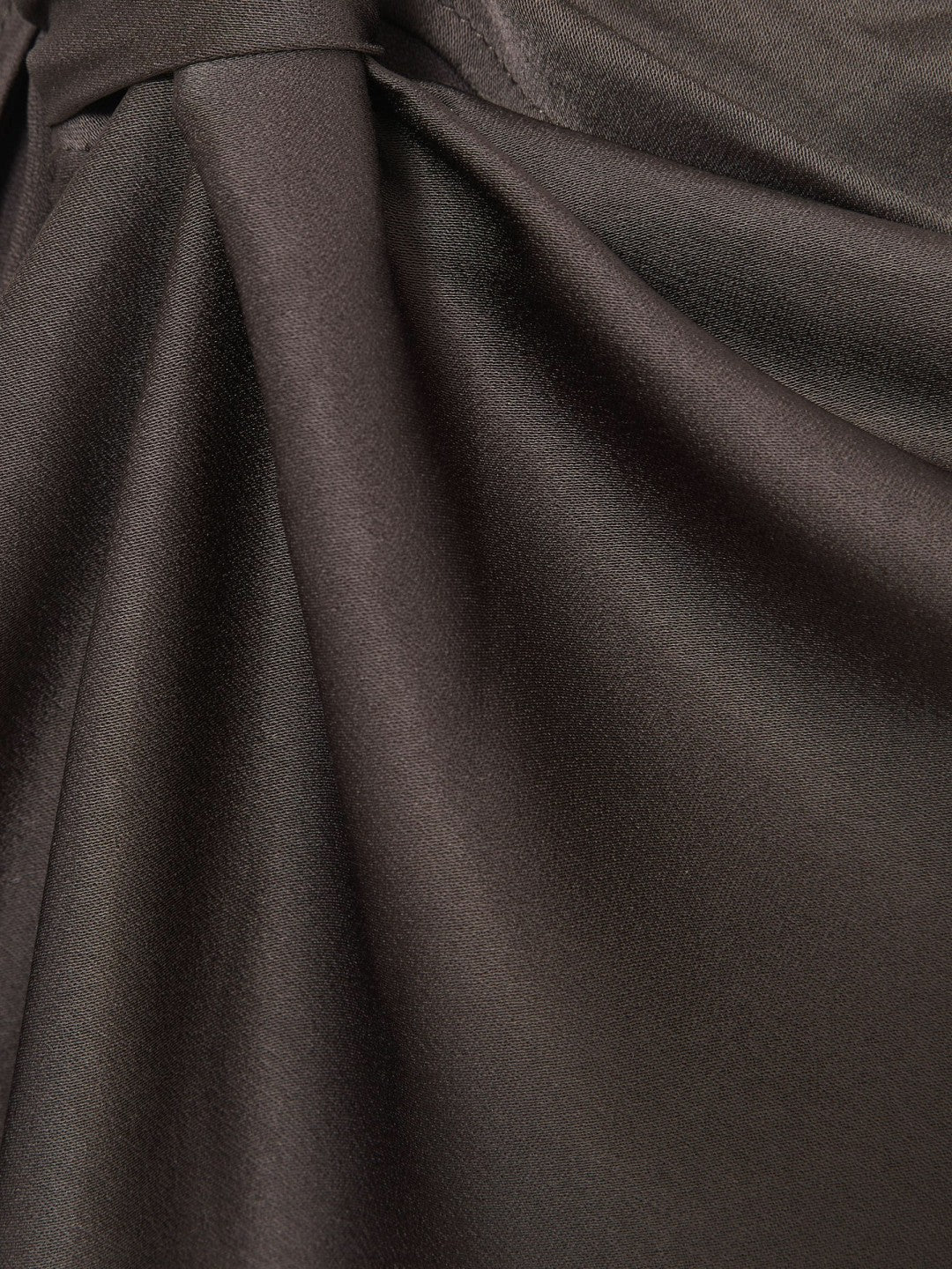 Satin Asymmetric Draped Midi Dress in Mauve