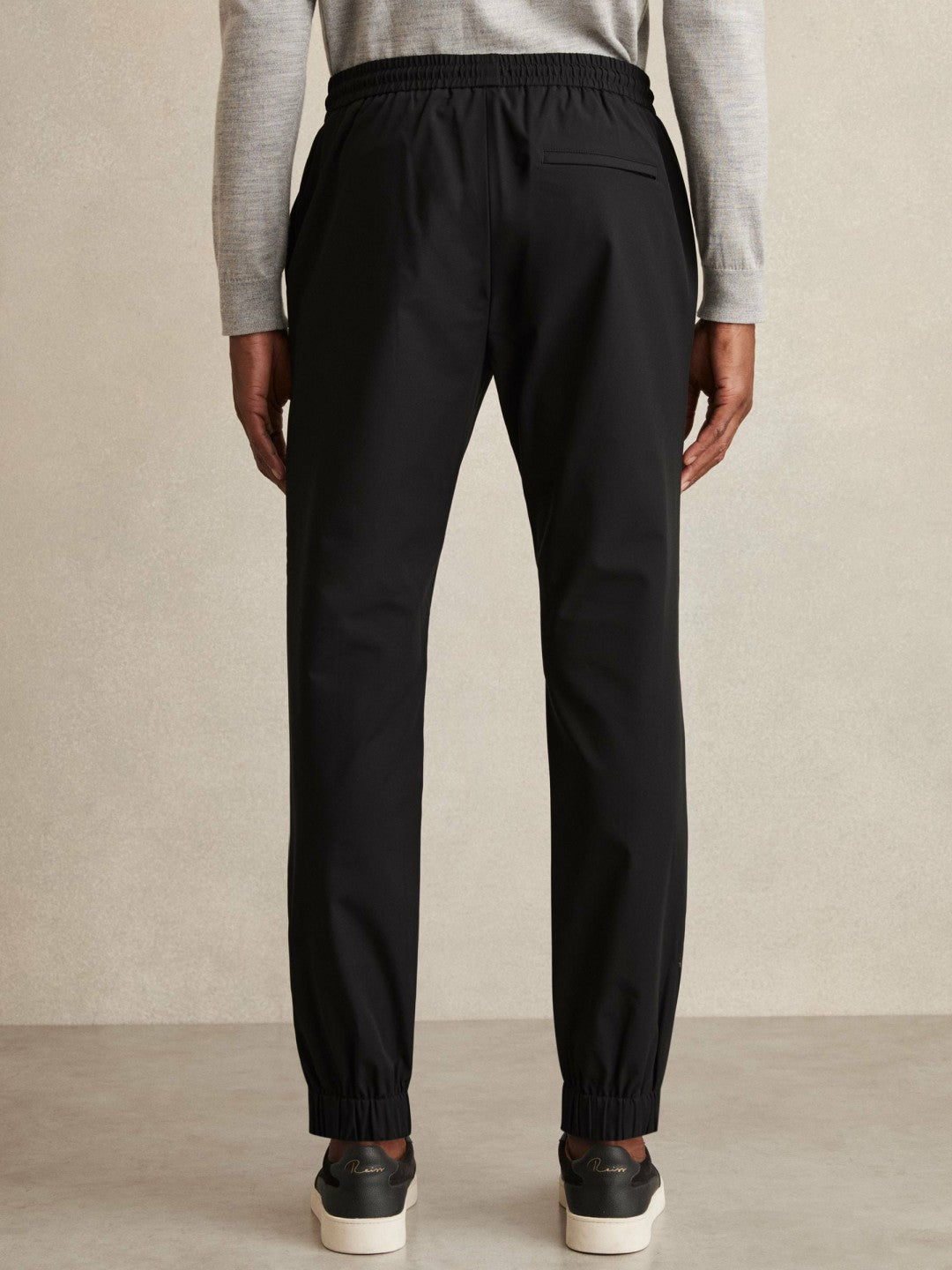 Drawstring Technical Cuffed Trousers in Black
