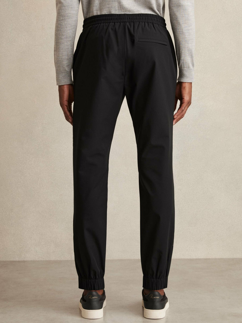 Drawstring Technical Cuffed Trousers in Black