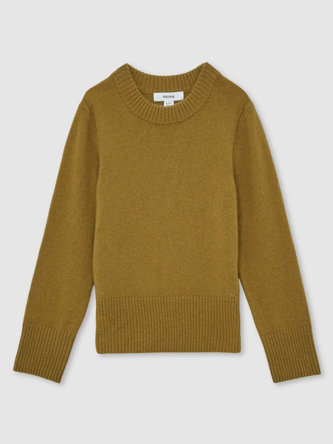 13-14 yrs Wool-Blend Open-Stitch Jumper with Cashmere in Khaki Green