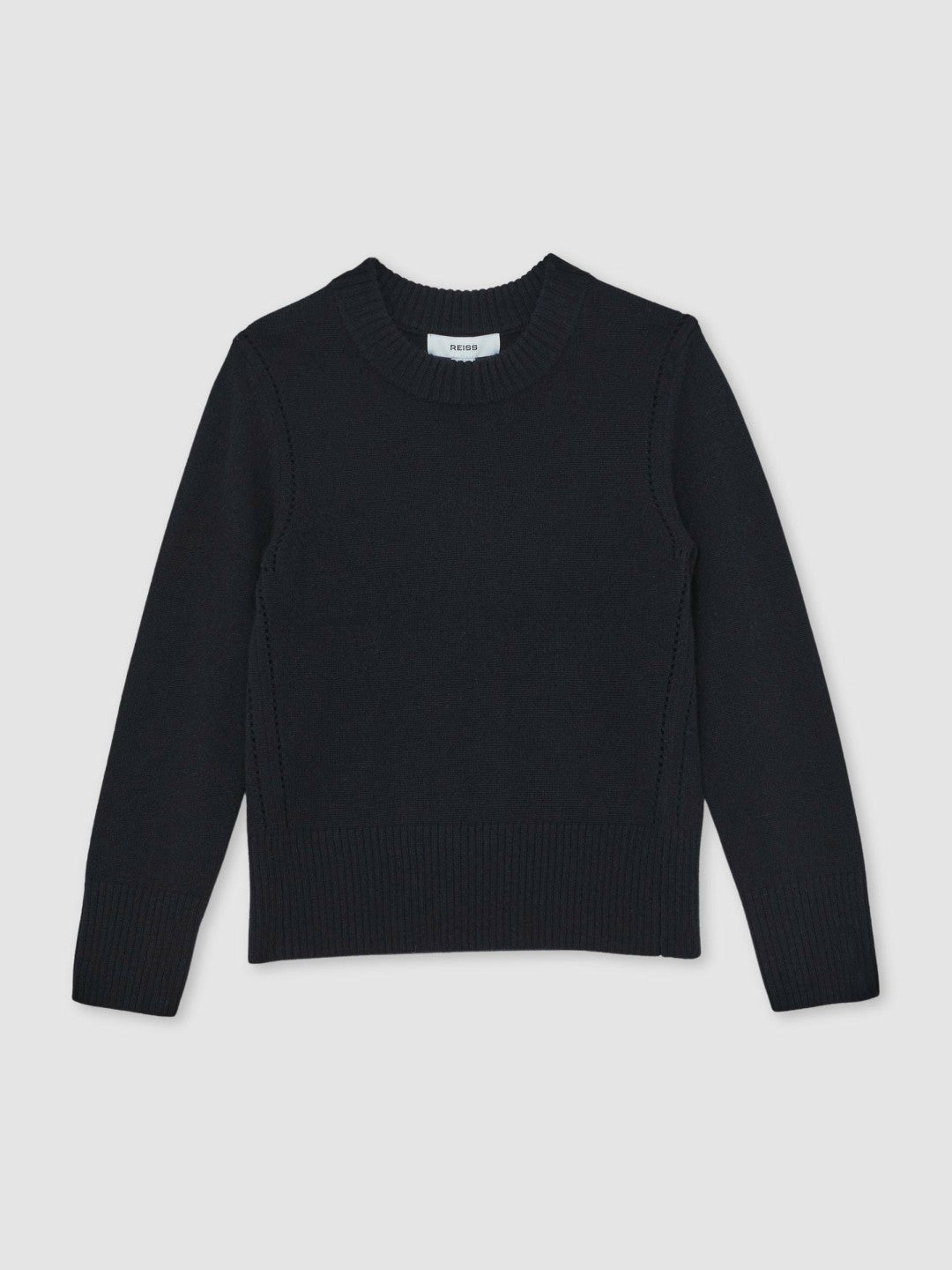 13-14 yrs Wool-Blend Open-Stitch Jumper with Cashmere in Navy