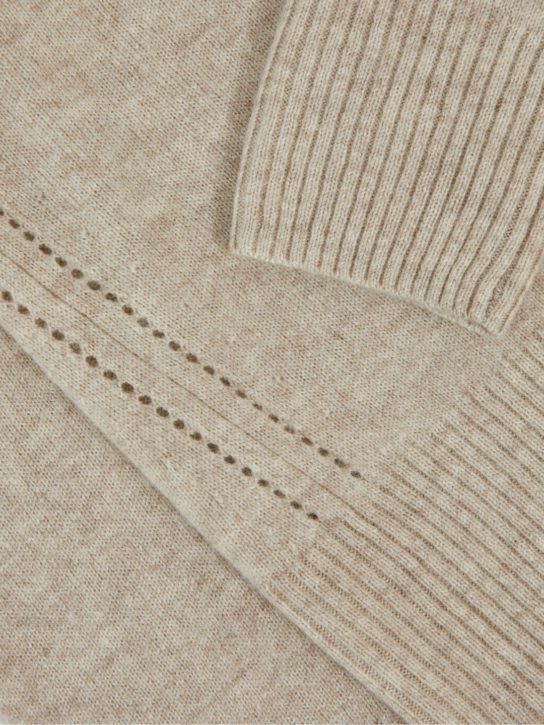 13-14 yrs Wool-Blend Open-Stitch Jumper with Cashmere in Oatmeal