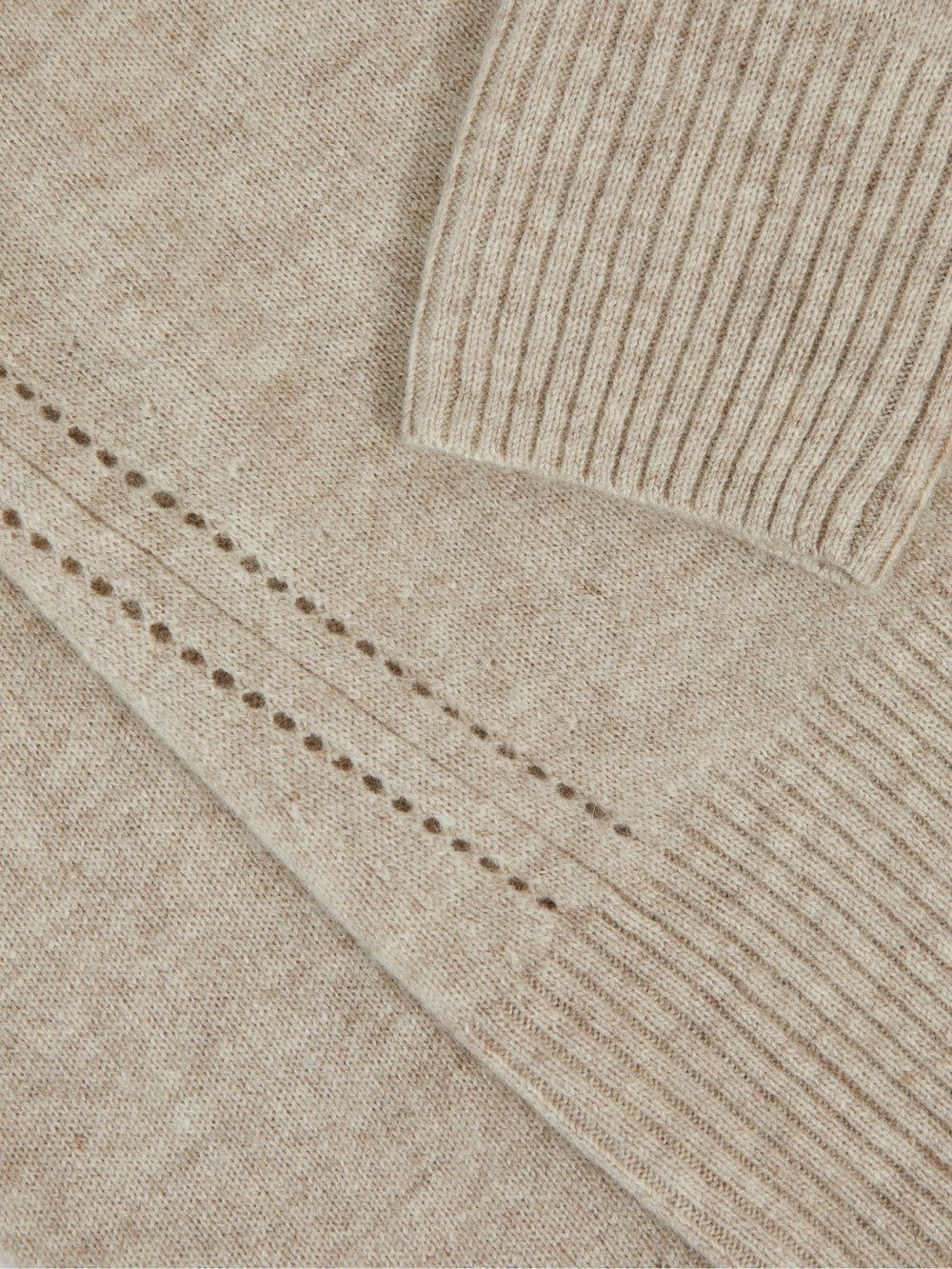 13-14 yrs Wool-Blend Open-Stitch Jumper with Cashmere in Oatmeal