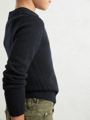 3-9 yrs Wool-Blend Open-Stitch Jumper with Cashmere in Navy
