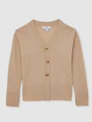 13-14 yrs Wool-Blend Fitted Cardigan With Cashmere in Neutral