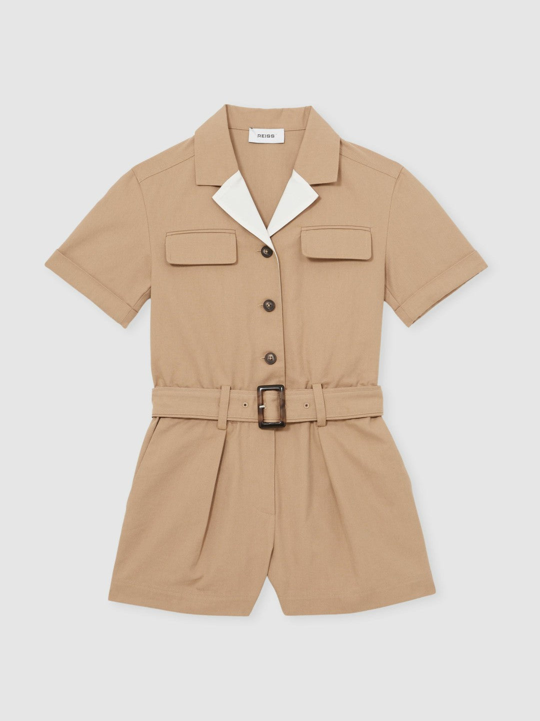 3-9 yrs Cotton-Lyocell Utility Playsuit in Camel