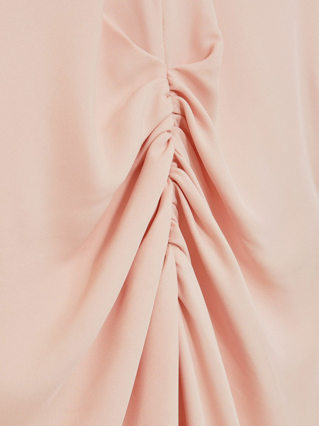 Ruched-Front Midi Dress in Pale Pink