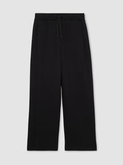 Petite Wide-Leg Interlock Drawstring Joggers in Black