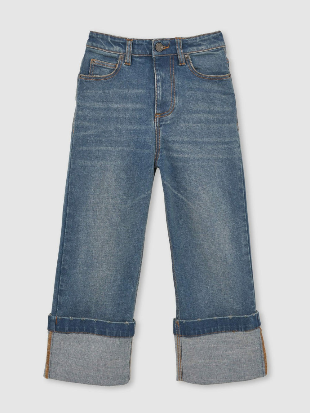 3-9 yrs Straight-Leg Turn-Up Jeans in Blue