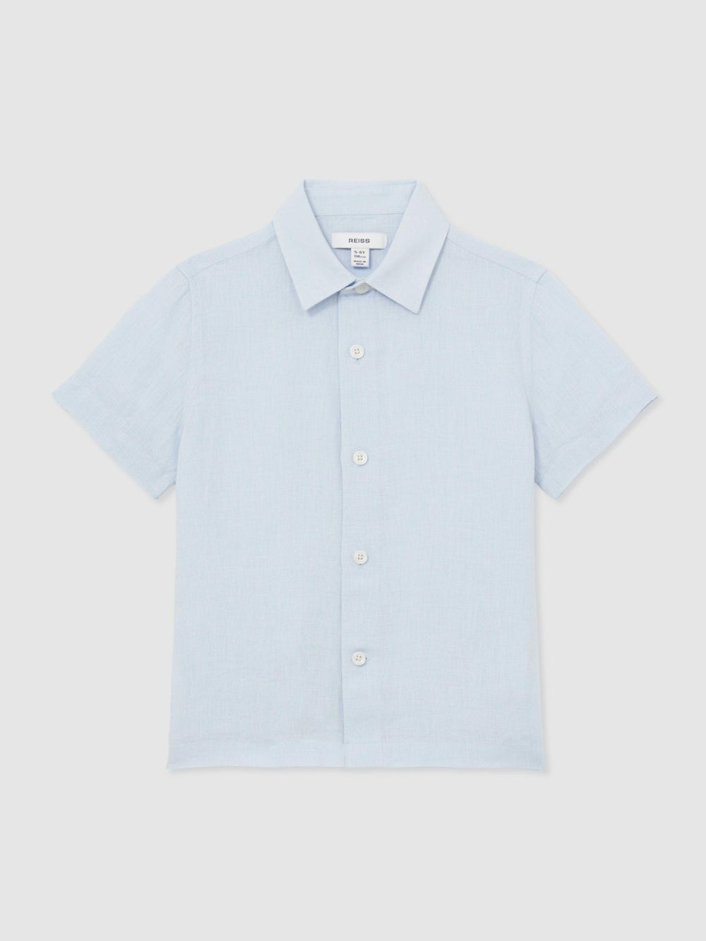 9-13 yrs Short Sleeve Linen Shirt in Pale Blue