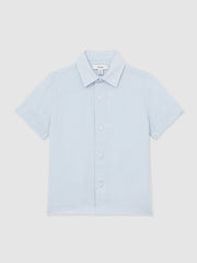 9-13 yrs Short Sleeve Linen Shirt in Pale Blue