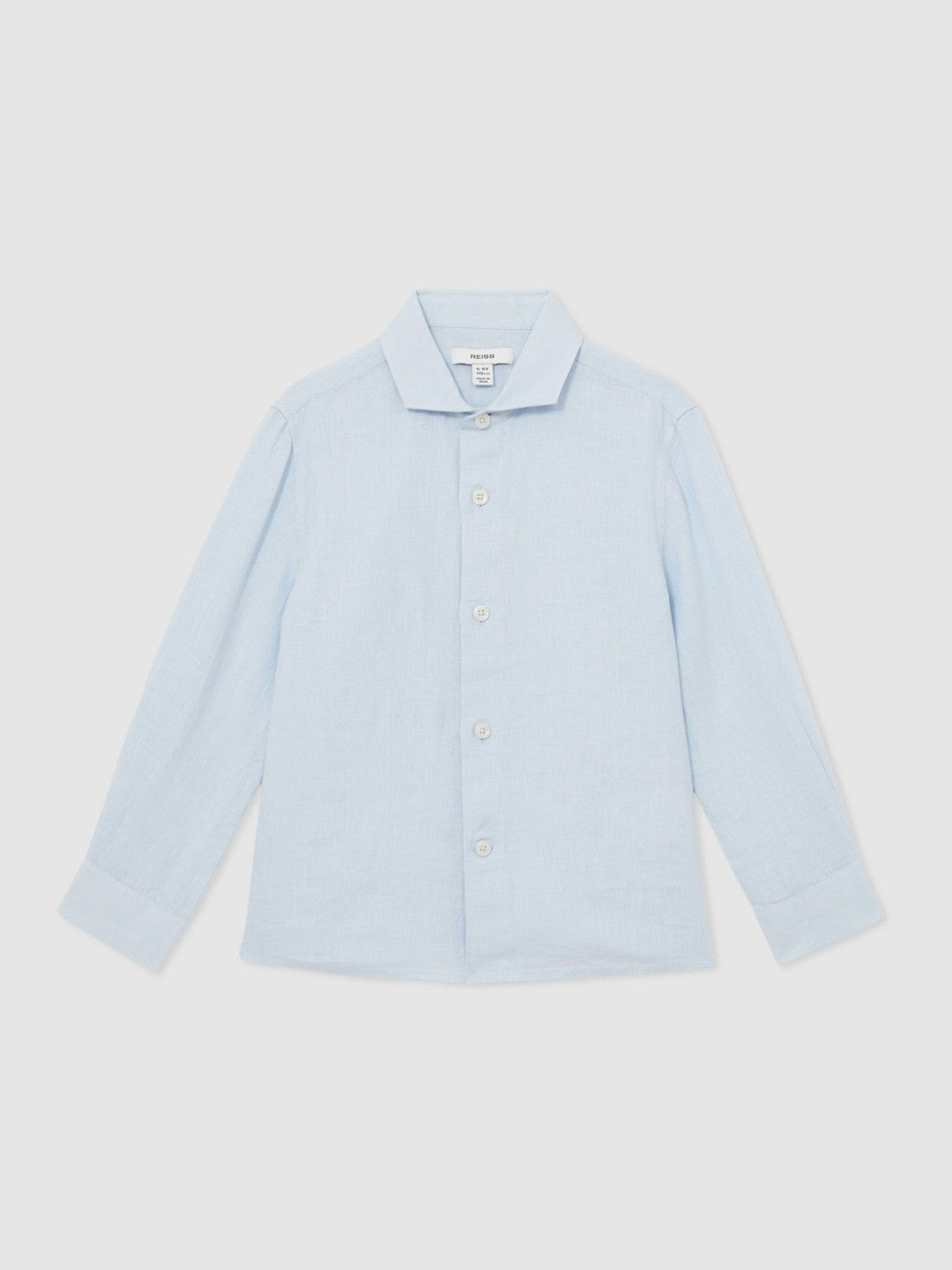13-14 yrs Linen Cutaway Collar Shirt in Pale Blue