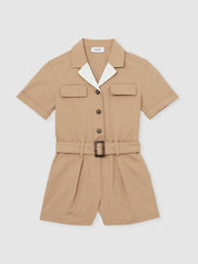 9-13 yrs Cotton-Lyocell Utility Playsuit in Camel