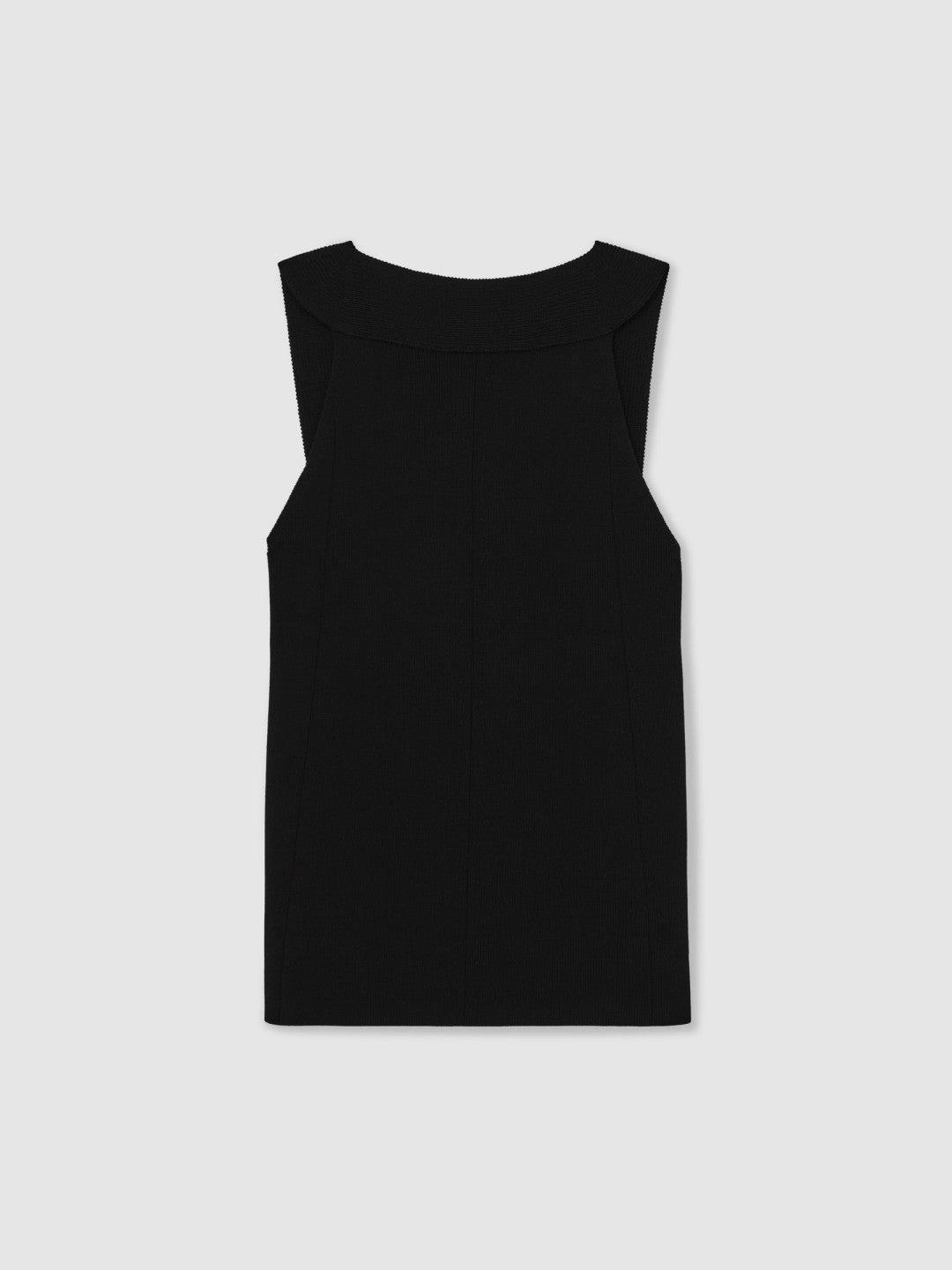 Low-Back Rib-Knit Vest in Black