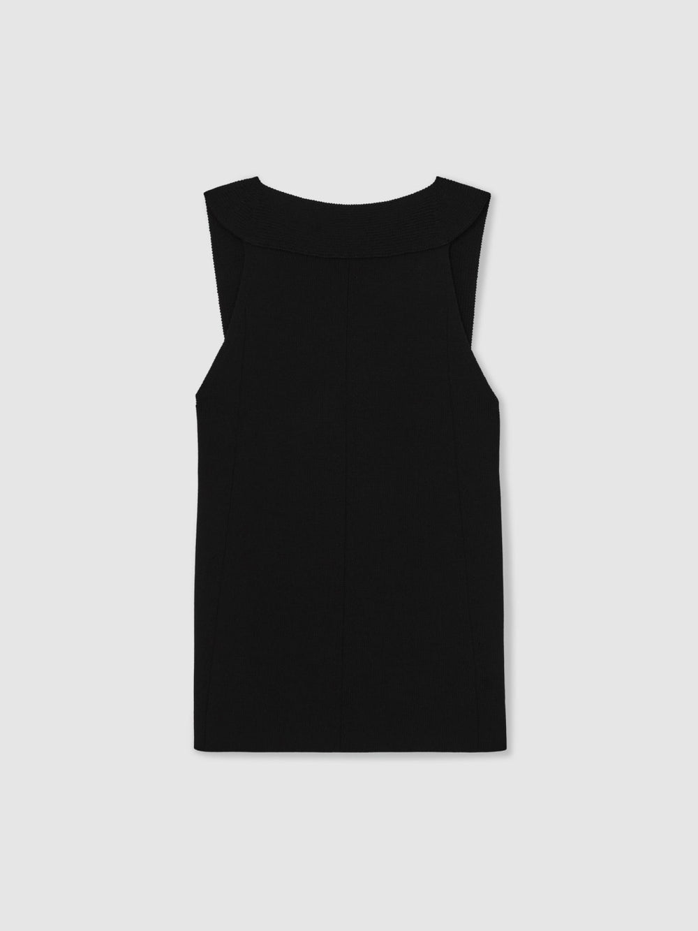 Low-Back Rib-Knit Vest in Black