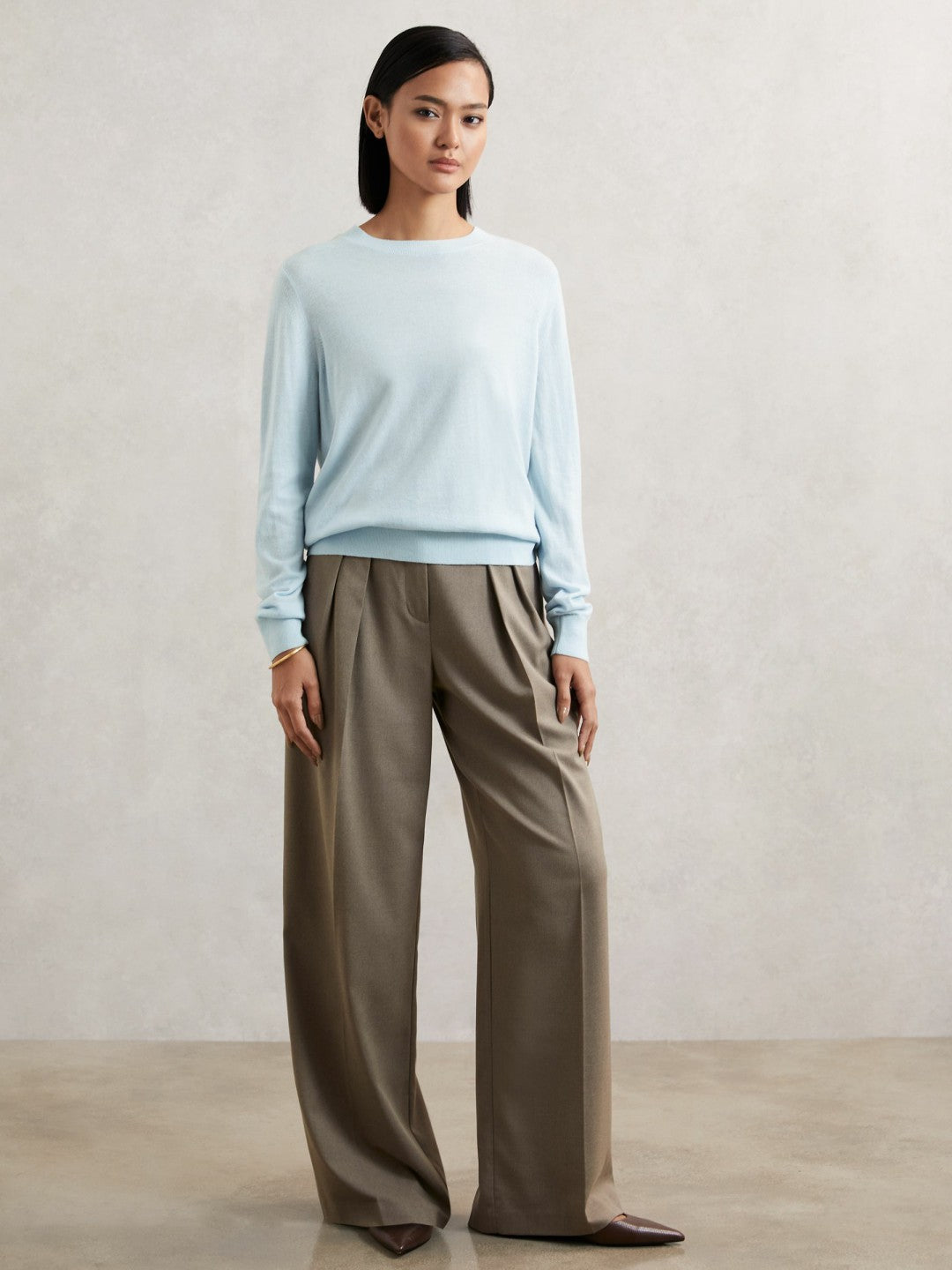 Merino Wool Crew-Neck Jumper in Blue