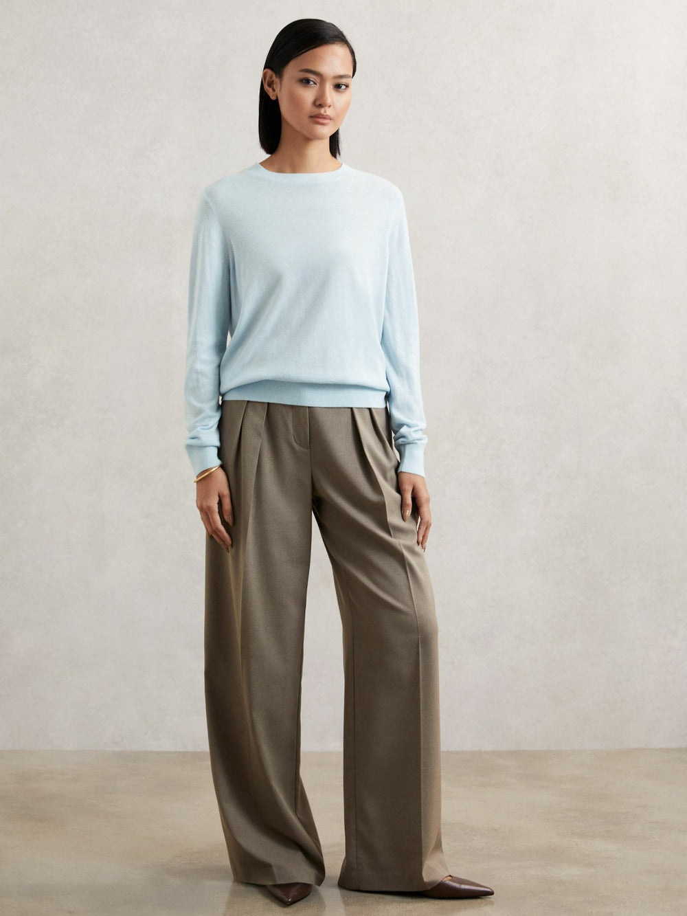 Merino Wool Crew-Neck Jumper in Blue