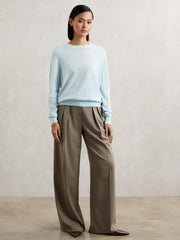 Merino Wool Crew-Neck Jumper in Blue