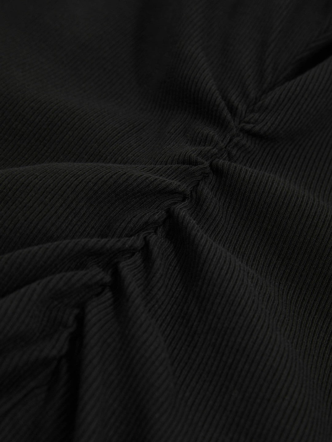 Stretch-Cotton Ribbed Asymmetric Vest in Black
