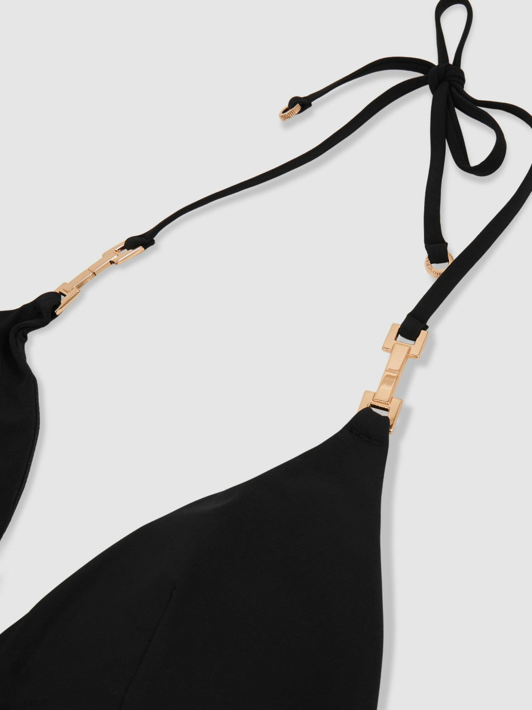 Triangle Halter Neck Bikini Top in Black
