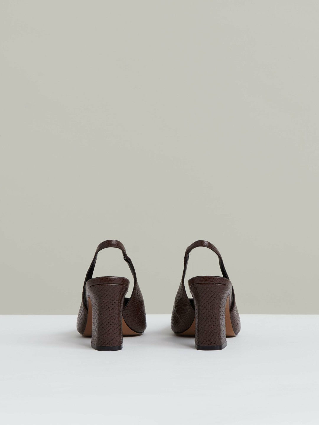 Leather Slingback Court Shoes in Chocolate