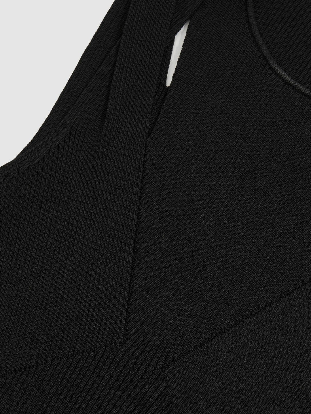 Cut-Out Rib-Knit Vest in Black