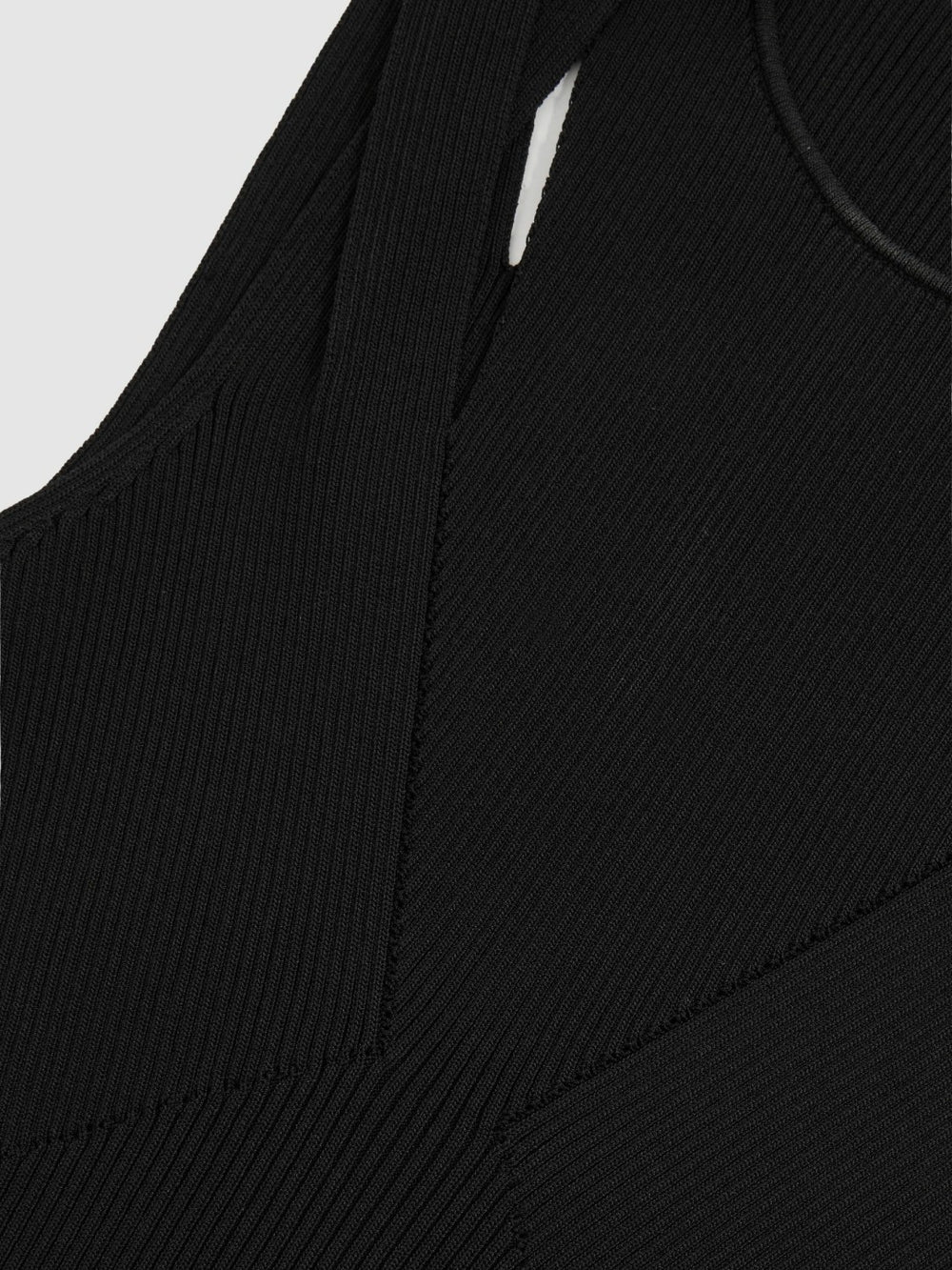 Cut-Out Rib-Knit Vest in Black