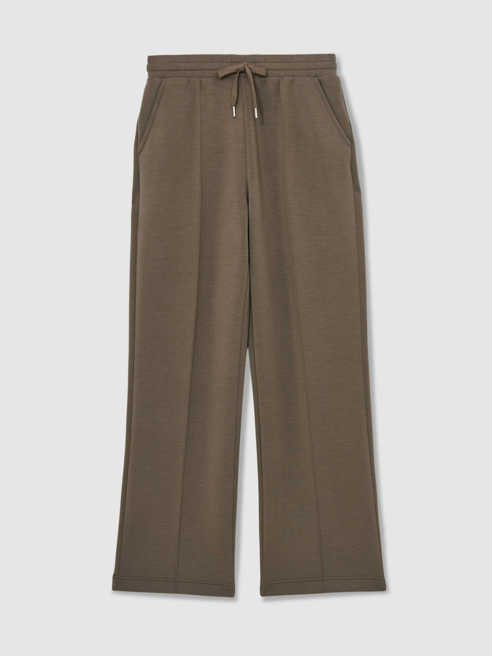 Modal-Blend Interlock Wide-Leg Joggers in Khaki Green