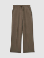 Modal-Blend Interlock Wide-Leg Joggers in Khaki Green