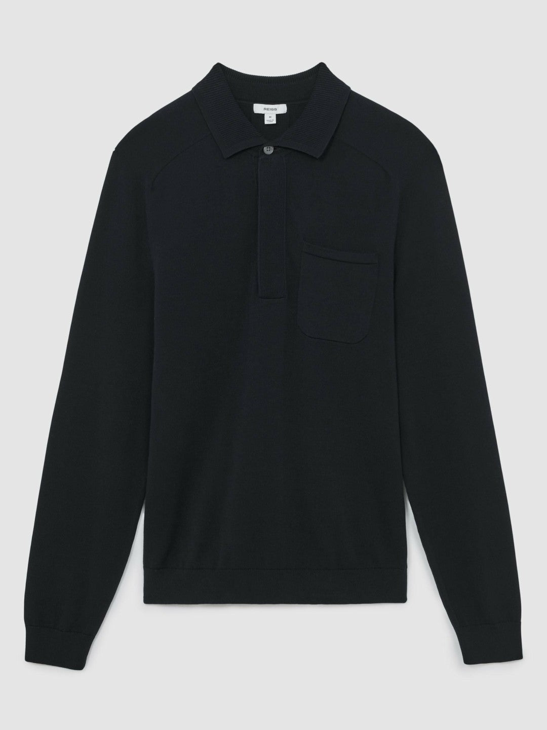 Cotton Concealed Placket Polo Shirt in Navy