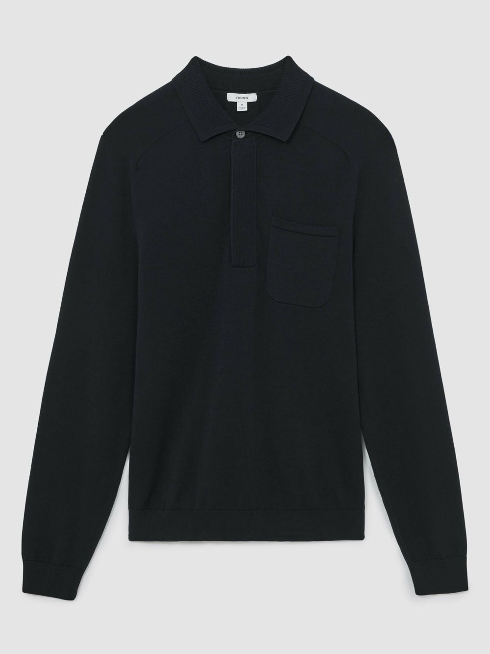 Cotton Concealed Placket Polo Shirt in Navy