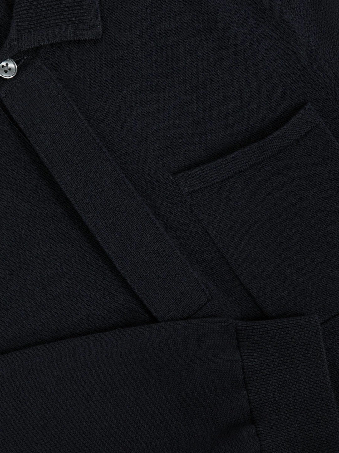 Cotton Concealed Placket Polo Shirt in Navy