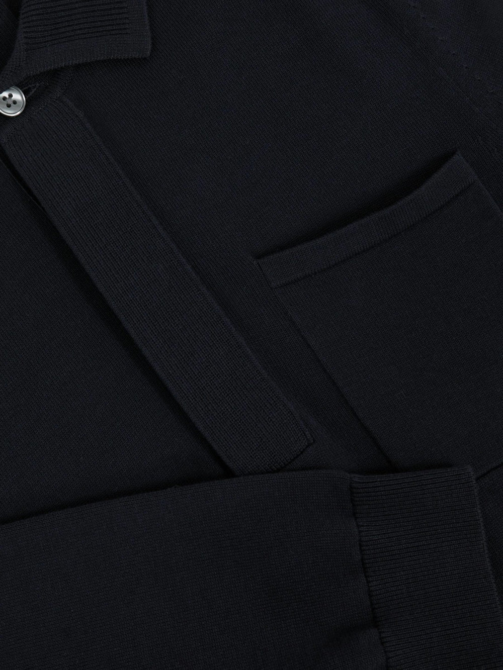 Cotton Concealed Placket Polo Shirt in Navy