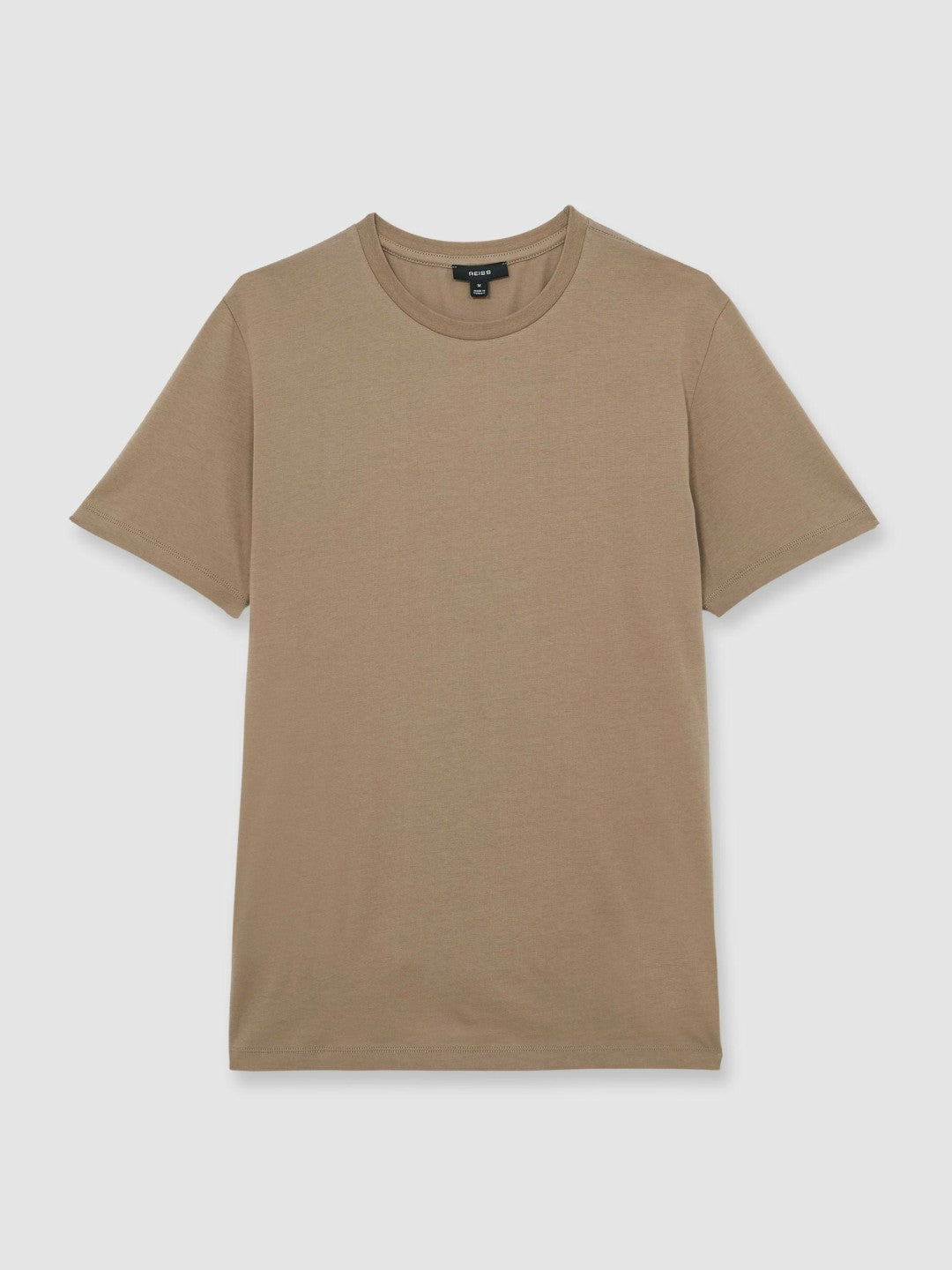 Cotton Crew Neck T-Shirt in Light Taupe Brown