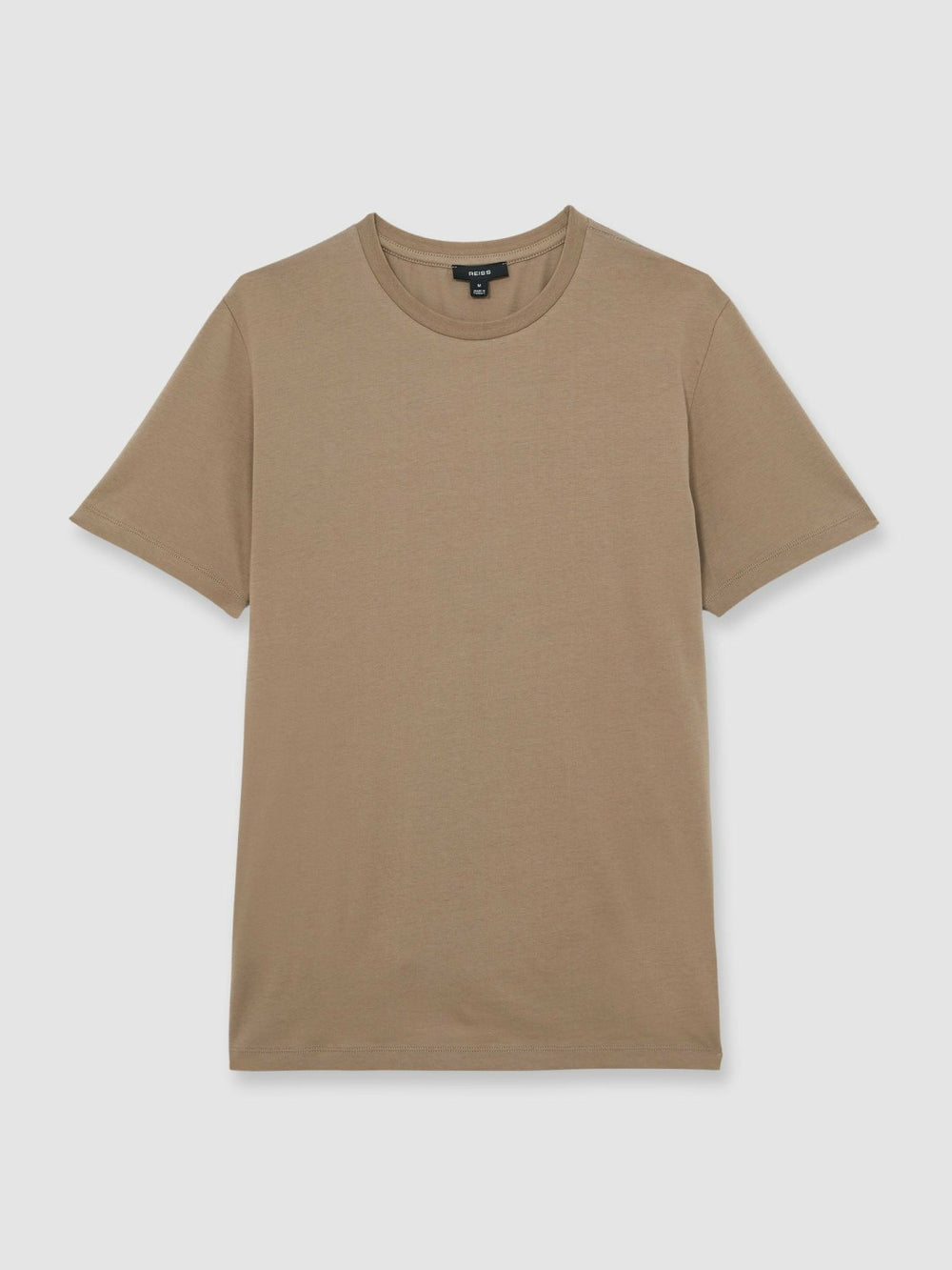 Cotton Crew Neck T-Shirt in Light Taupe Brown