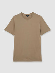 Cotton Crew Neck T-Shirt in Light Taupe Brown