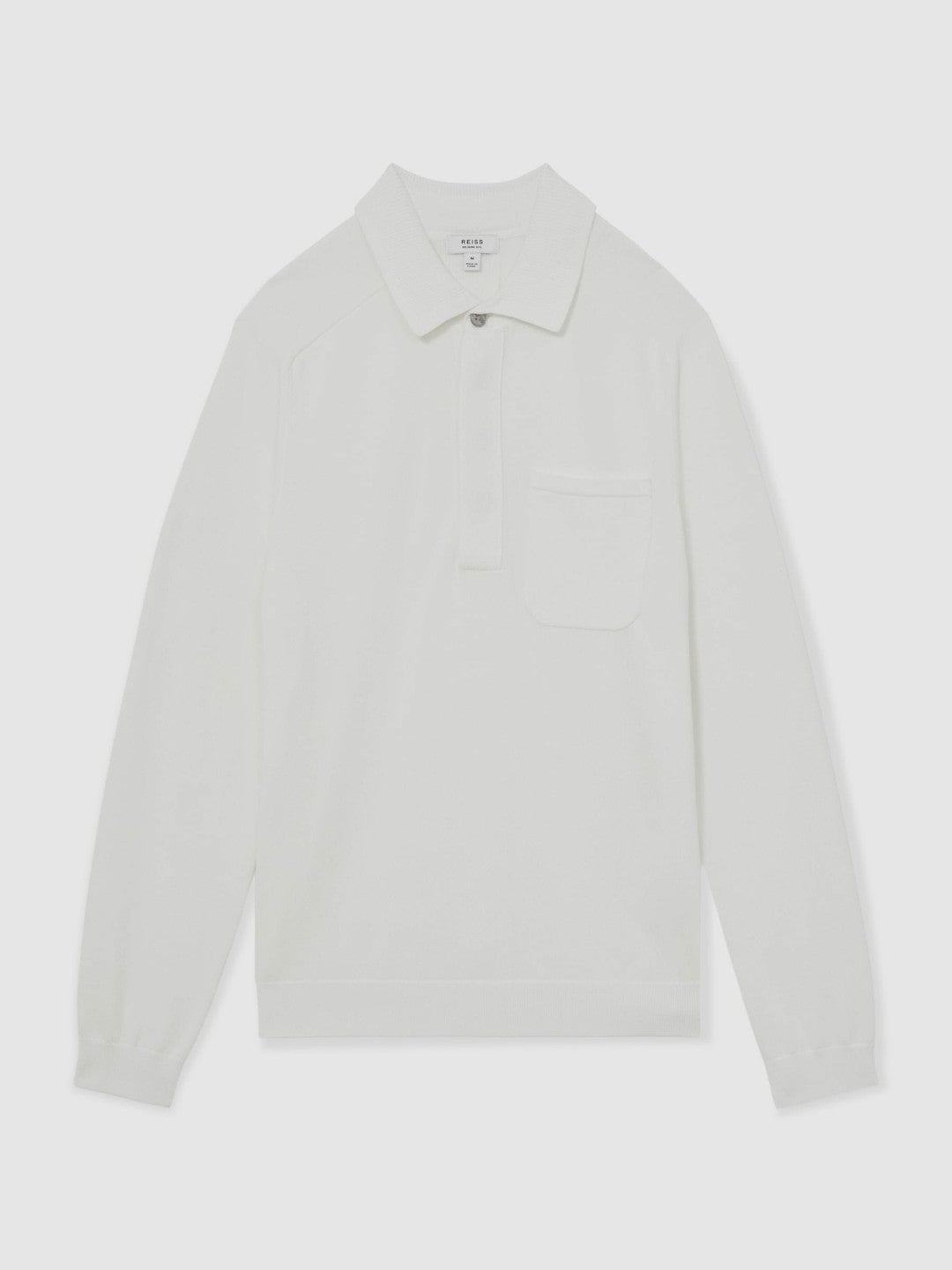 Cotton Concealed Placket Polo Shirt in White