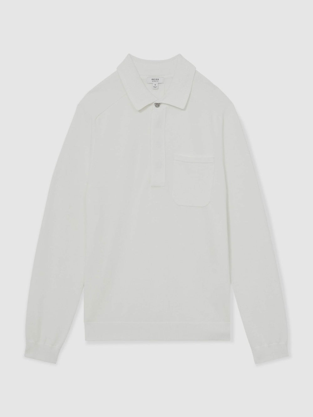 Cotton Concealed Placket Polo Shirt in White