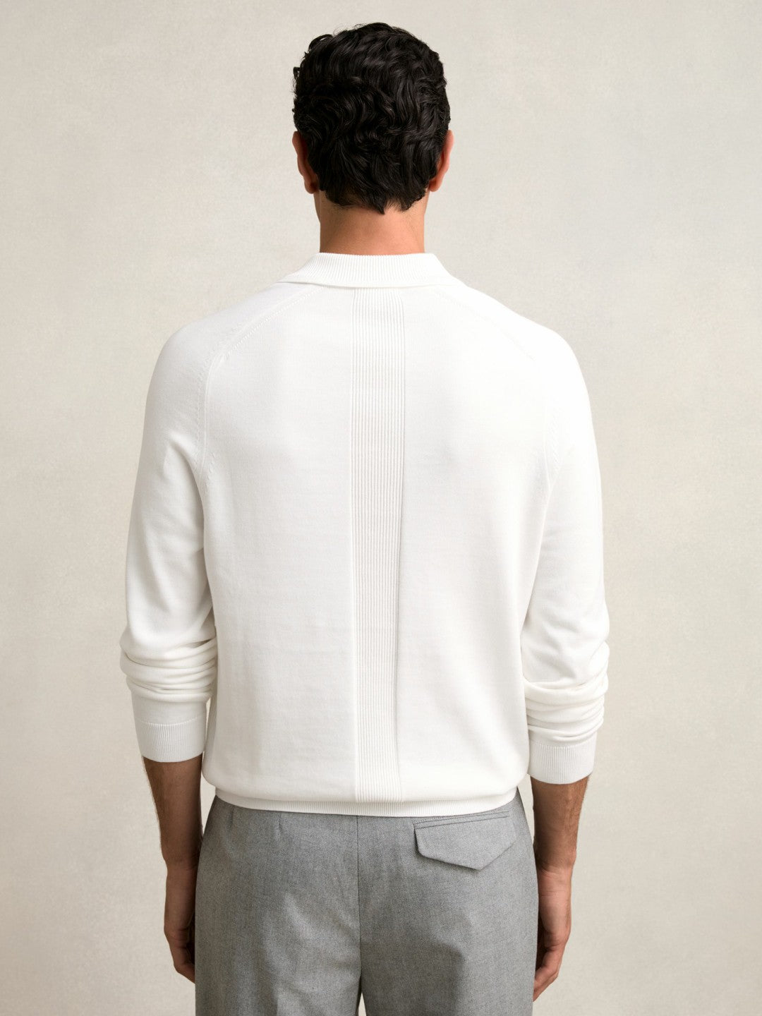 Cotton Concealed Placket Polo Shirt in White
