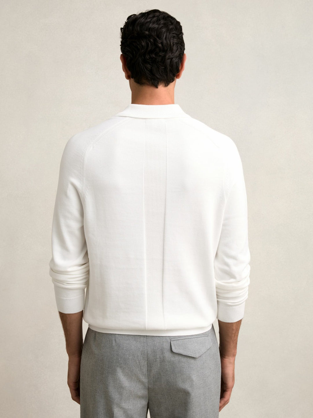 Cotton Concealed Placket Polo Shirt in White