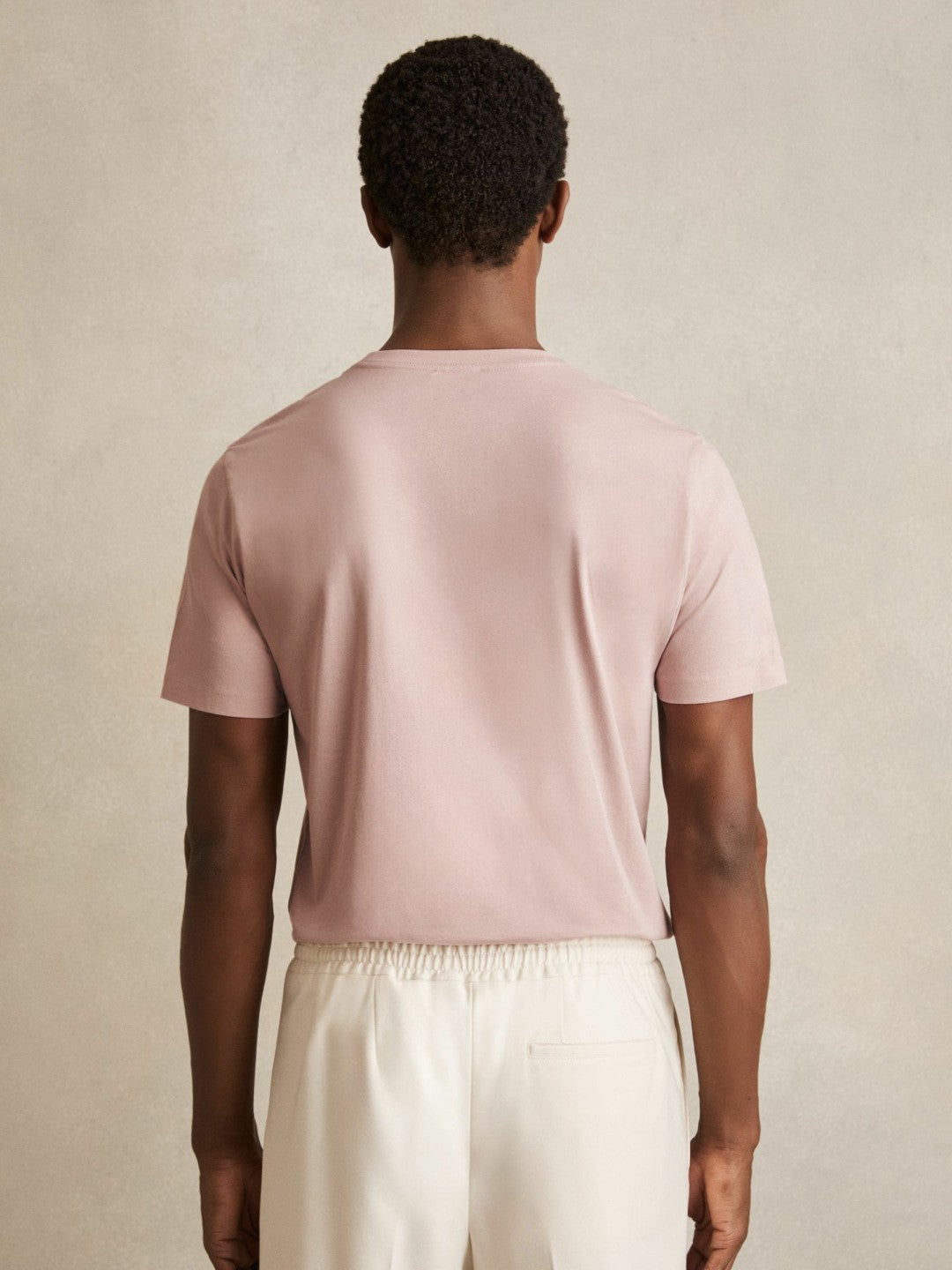 Cotton Crew Neck T-Shirt in Soft Pink