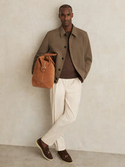 Technical Button Through Jacket in Chestnut Brown