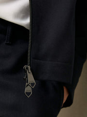 Lyocell-Cotton Zip-Through Twill Jacket in Navy