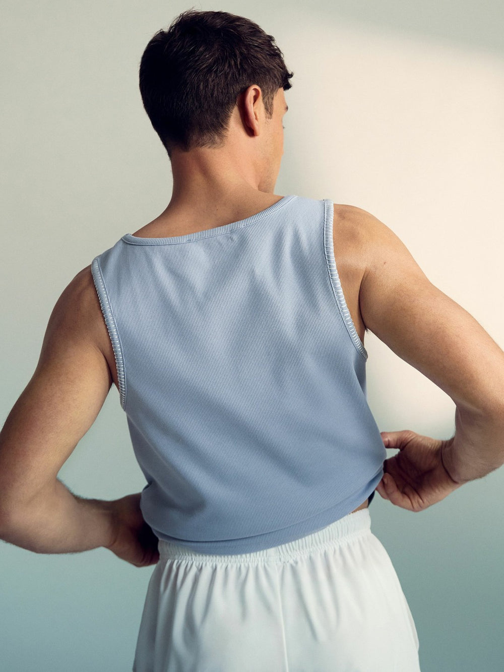 | Tom Daley Cotton Lover Vest with Stretch in Soft Blue